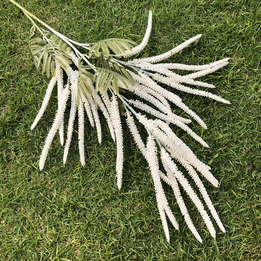 香槟色鱼尾葵仿真花厂家高枝毛毛虫花家居装饰婚庆布置假花批发