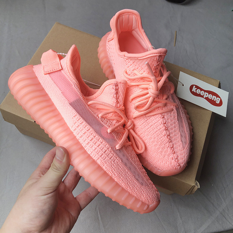 粉色椰子鞋350v2女满天星真爆女鞋欧洲限定2019新款运动跑步鞋子
