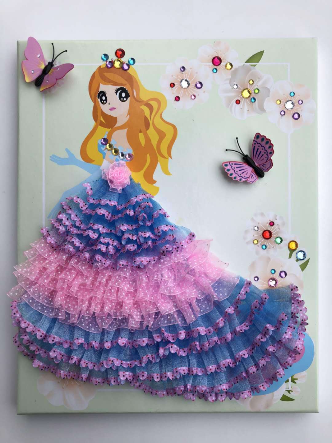 儿童diy钻石粘贴画梦幻公主裙画手工制作纱裙公主画材料包礼物