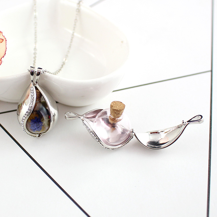 diy装饰配件可打开镂空魔盒天使之泪玻璃球相盒许愿瓶锁骨链吊坠