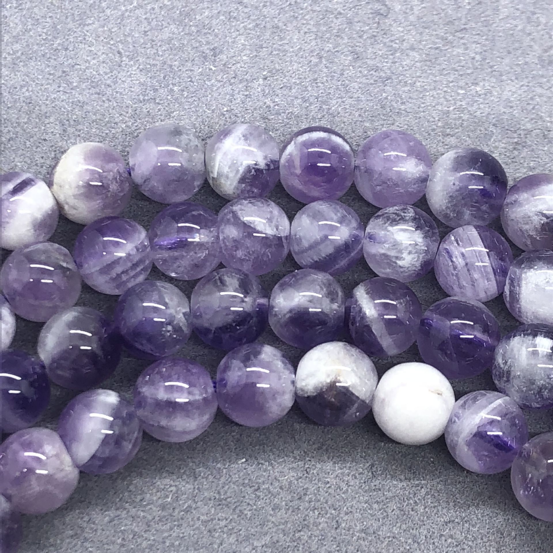 纯天然梦幻紫水晶散珠圆珠子半成品 diy手链饰品配珠配件厂家直销