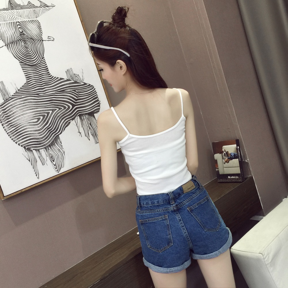 韩版夏季修身显瘦小背心吊带衫女学生短款螺纹外穿打底衫上衣