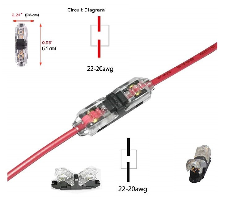 单线直通 免剥皮 免剥线 接线端子  20 22 Gauge Wire  18-22AWG