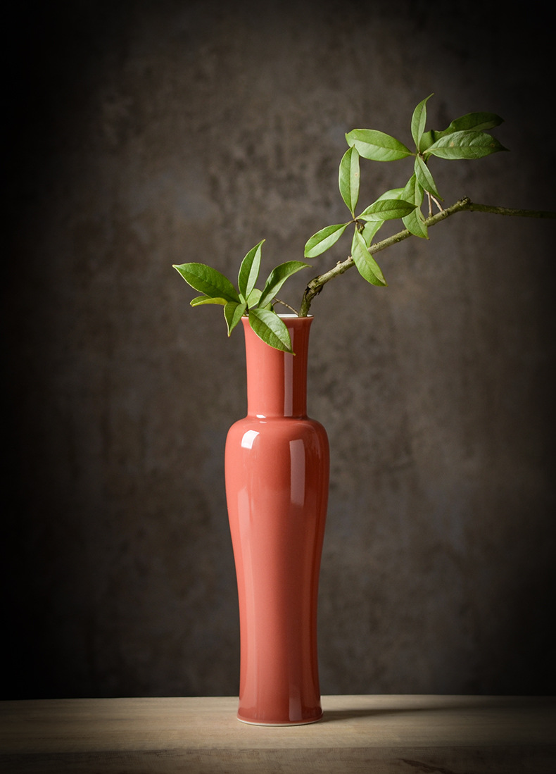 颜色釉美人肩花插景德镇全手工高温陶瓷 桌面插花瓶 东方古典风格