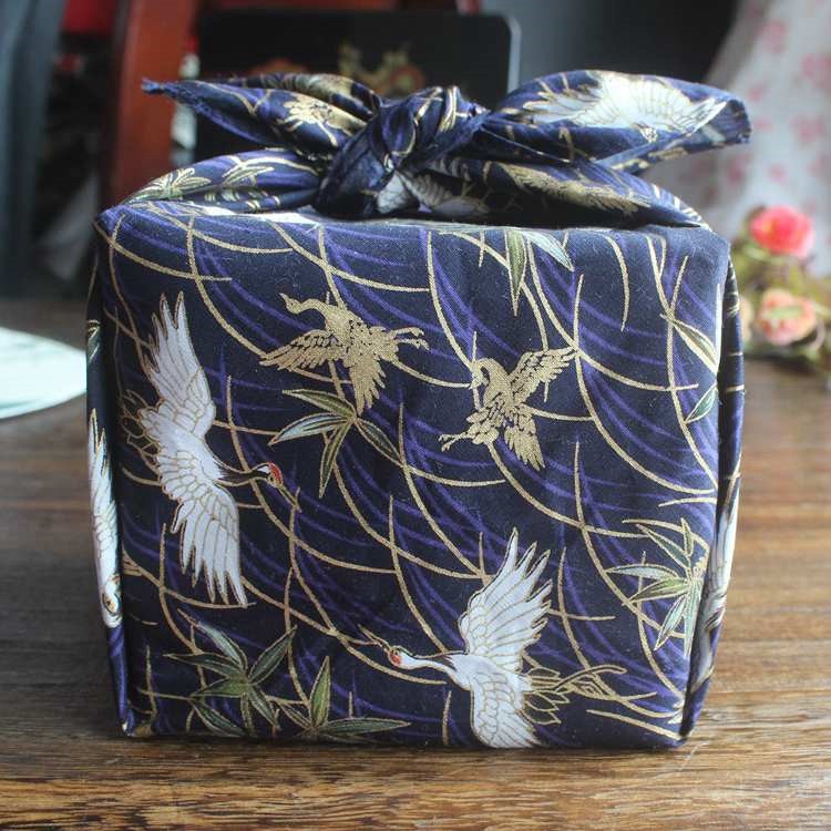 日式包袱巾满版彩印民族花型来稿厂家定制风吕敷促销节日包装布