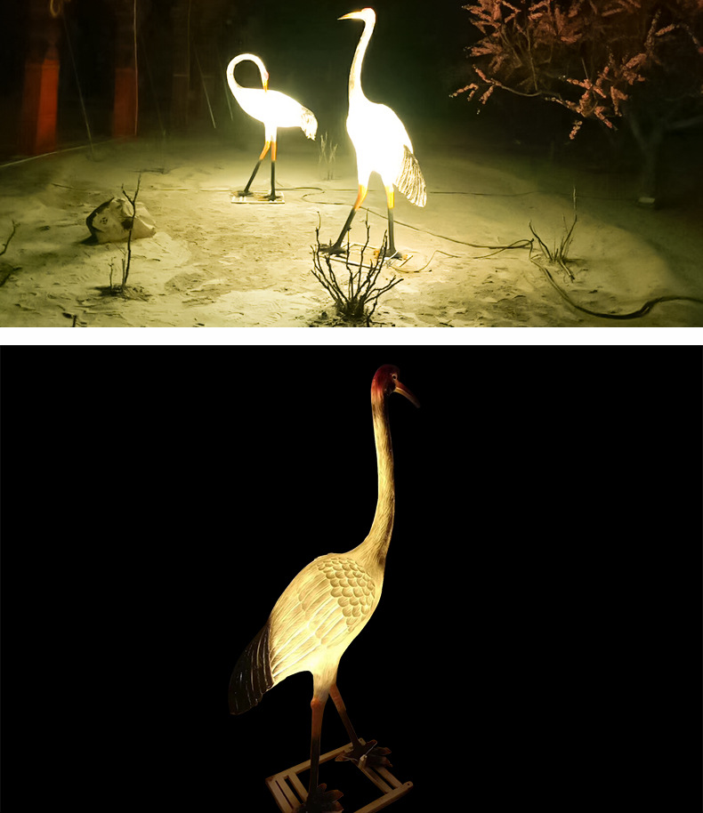 led树脂丹顶鹤造型灯户外防水景观灯具公园庭院美陈亮化装饰景观
