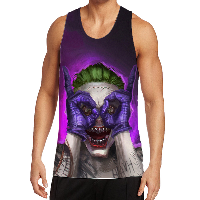 外贸男式背心dc漫画小丑3d印花运动背心wishebay速卖通