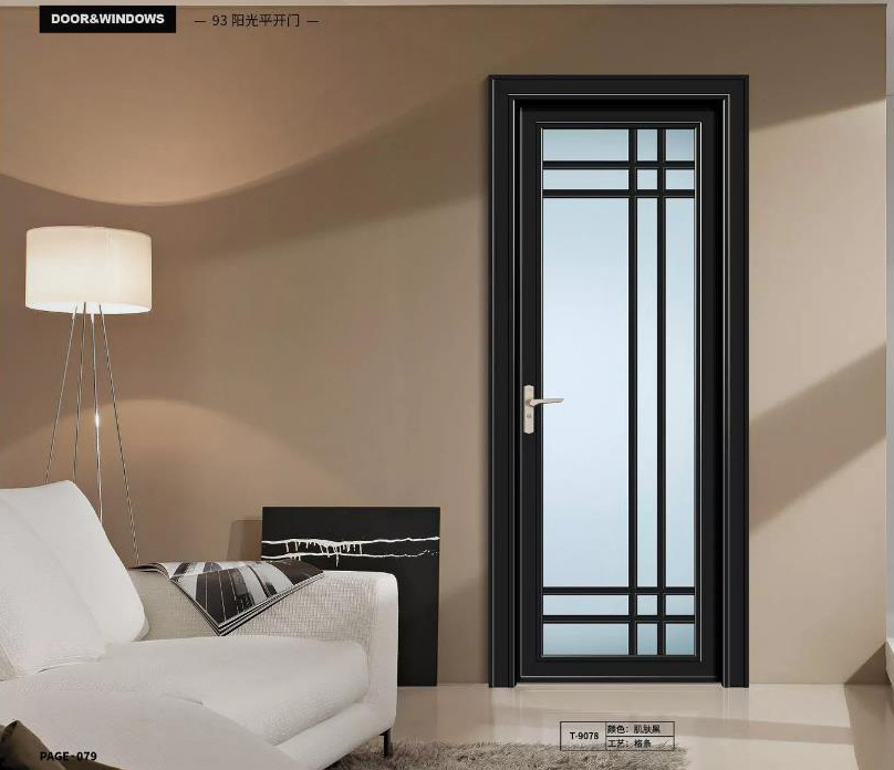 铝合金长平开门虹玻璃肌肤黑肌肤白隔音简约系列厨房洗手间厕所门