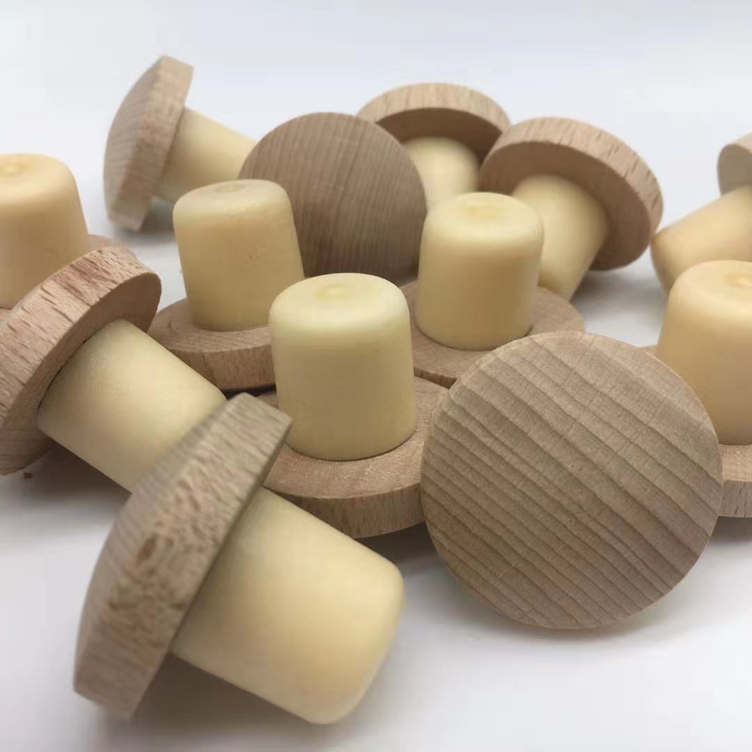 厂家供应酒瓶木盖软木塞实木盖t型塞榉木盖高分子塞定做
