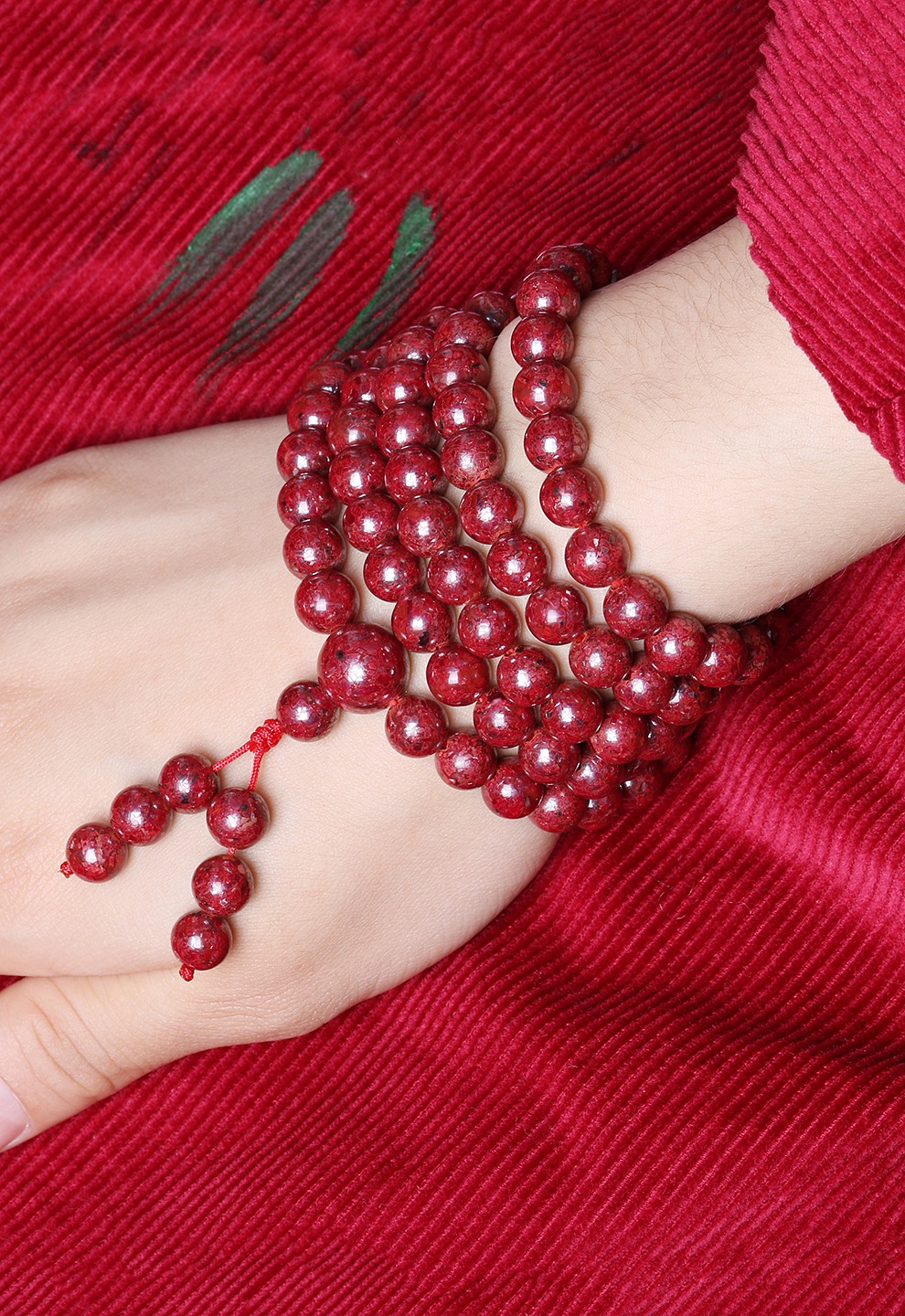 一件代发辰世朱砂108颗手串男女紫晶砂透光圆佛珠毛衣链多圈手链