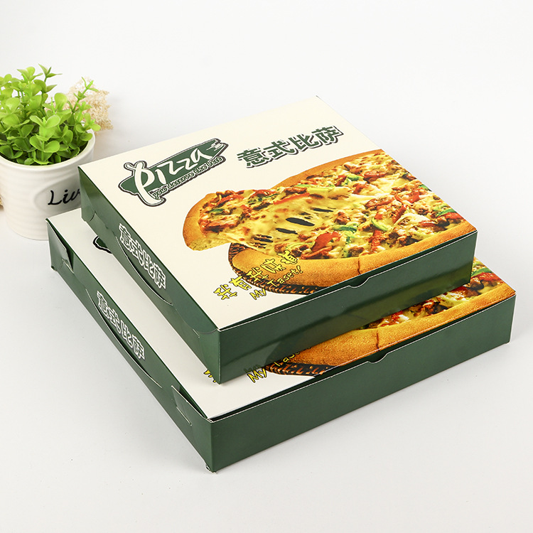 现货pizza盒 彩色披萨盒打包盒 披萨包装盒 烘焙蛋糕盒可定制logo