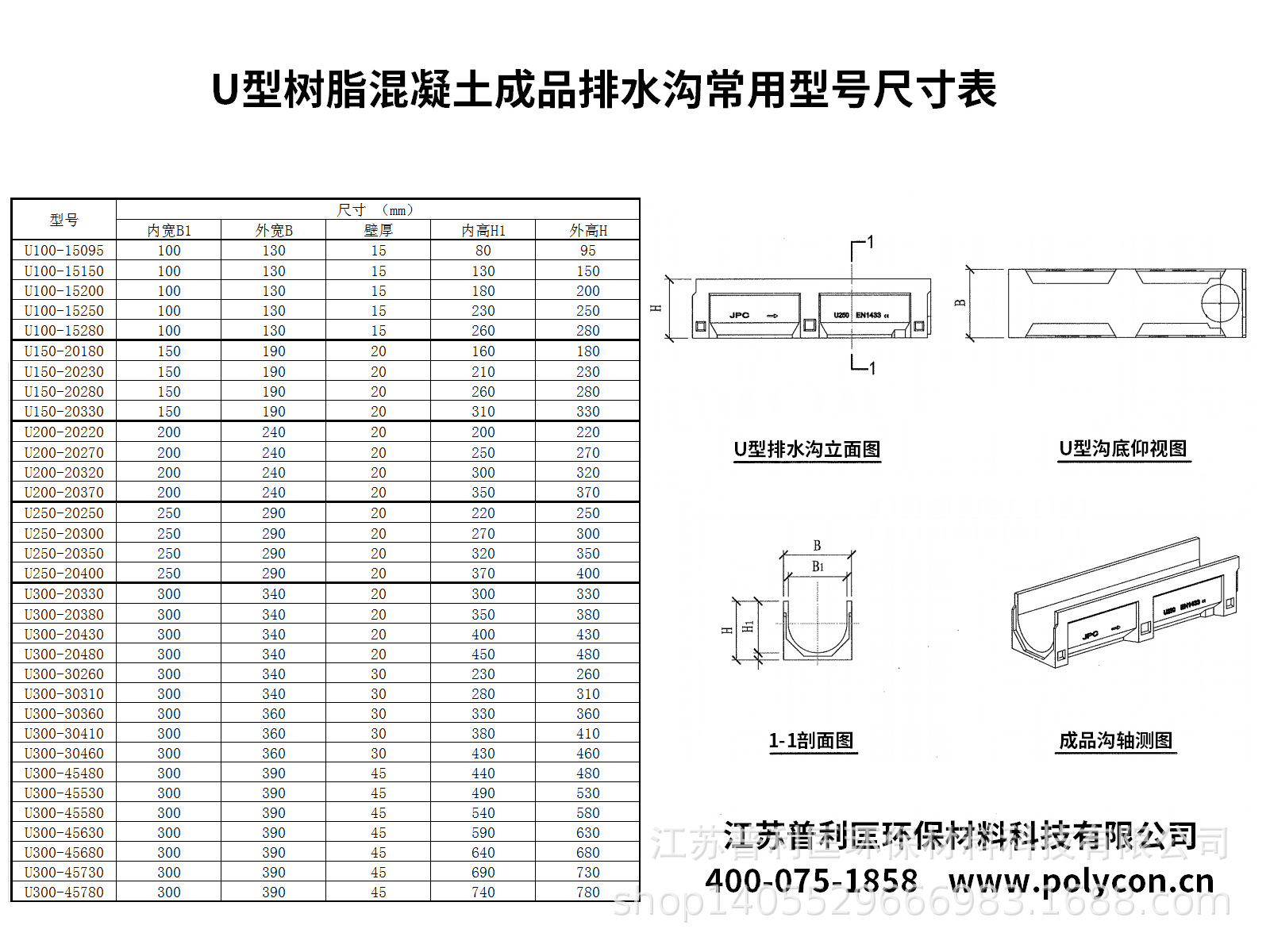 普利匡 免费出图纸 树脂成品排水沟 树脂混凝土排水沟 排水沟厂家