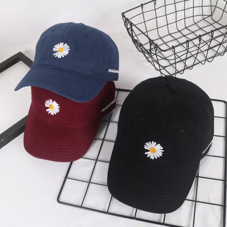 韩版gd权志龙小雏菊刺绣黑色棒球帽情侣百搭学生鸭舌帽嘻哈帽子