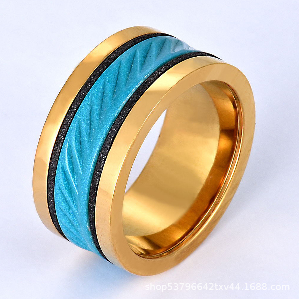 欧美抖音同款情侣不锈钢可转动戒指 个性旋转戒指二合一钛钢指环