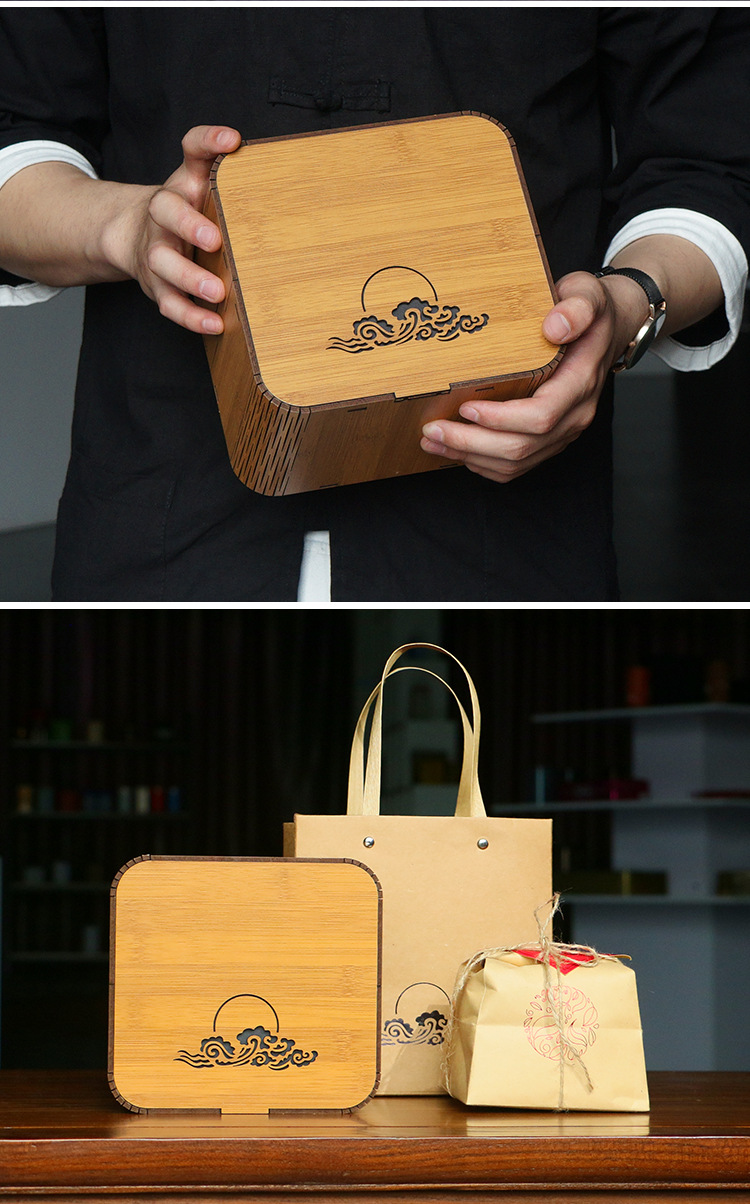 新款创意可定制仿竹制茶叶盒红茶绿茶西湖龙井茶通用包装盒空礼盒