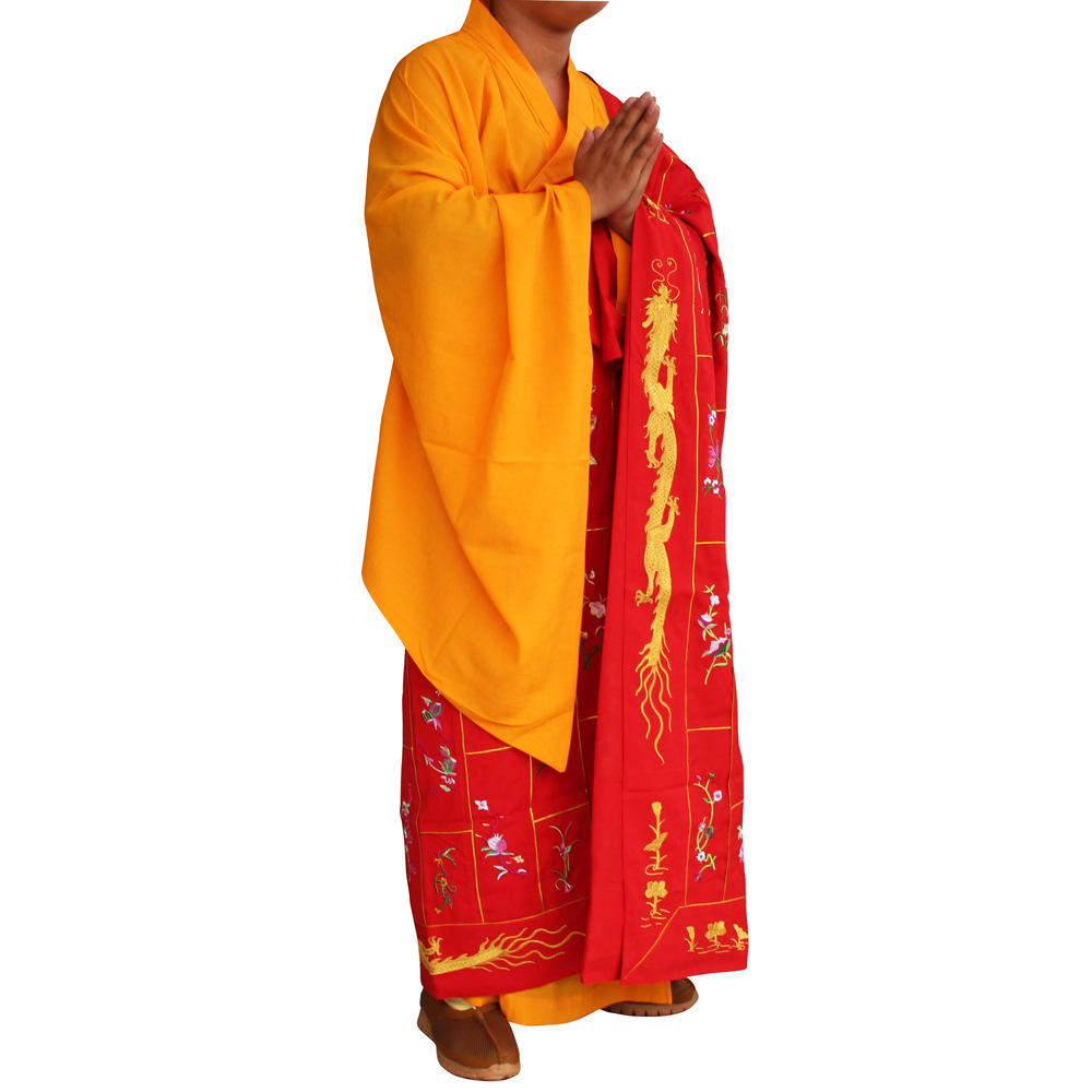 浮莲笙佛教用品僧服僧鞋方丈住持袈裟三衣搭衣台麻透气刺绣千花衣