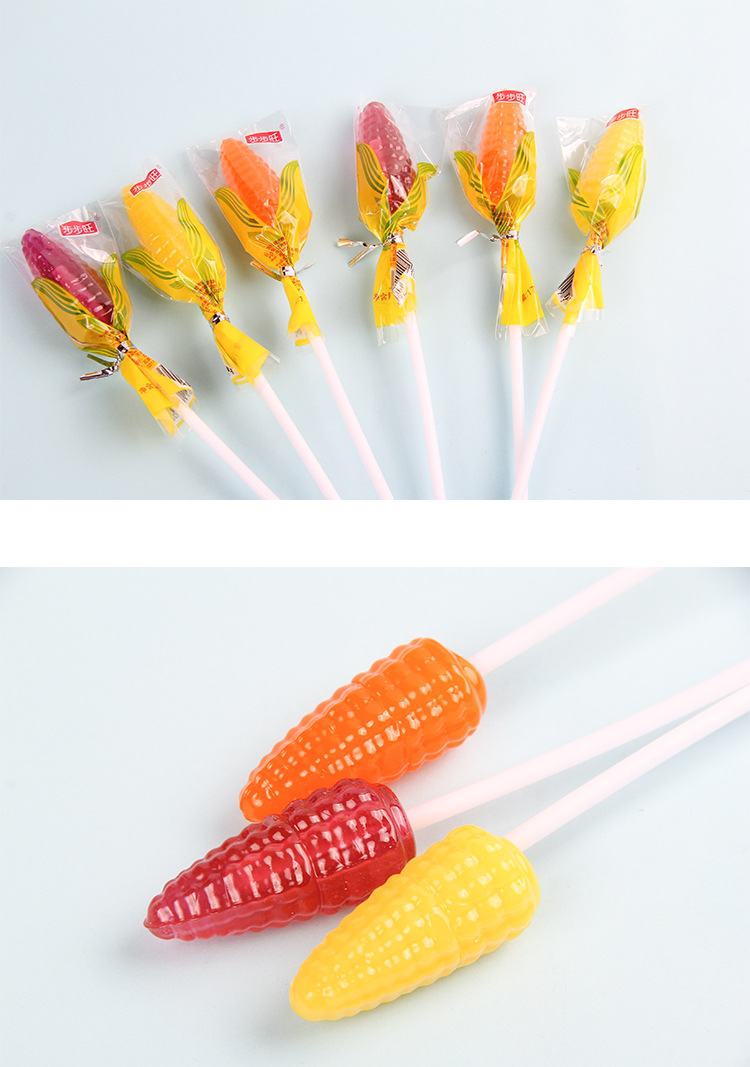 整桶50支创意玉米棒糖水果味多味硬糖儿童彩虹棒棒糖