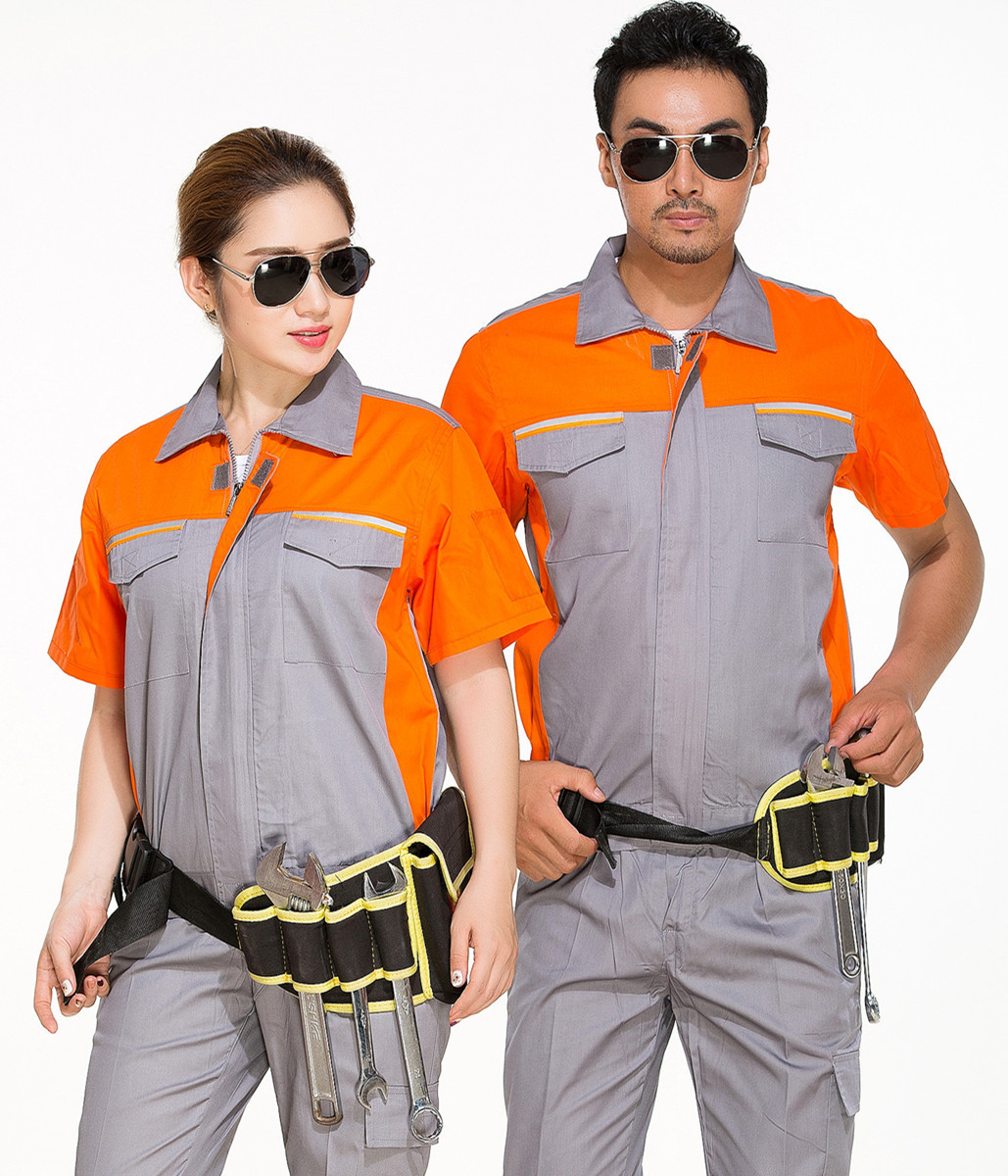 工装劳保服男女夏装短袖套装水电吸汗耐磨汽修工作服工厂车间可印