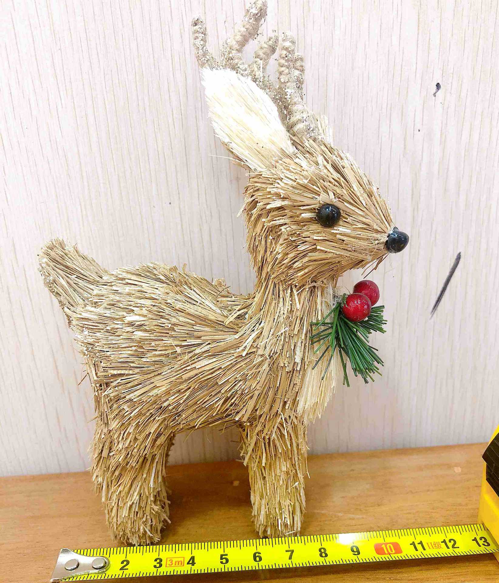现货热卖圣诞节植物草编工艺品麋鹿deer商场酒店橱窗装饰配件