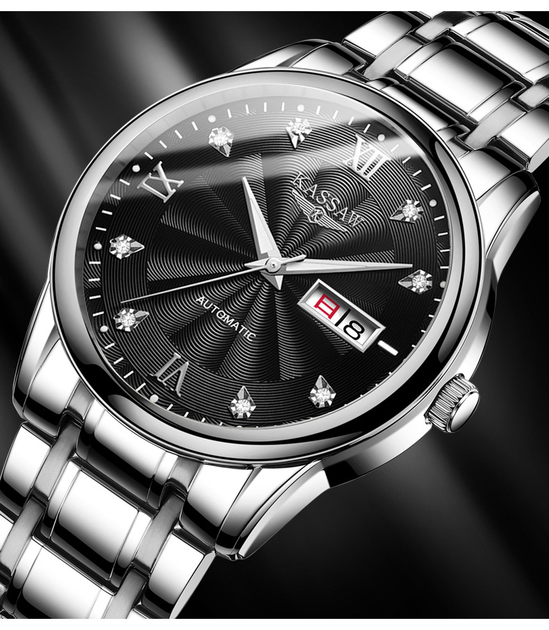 卡梭新款全自动皮带夜光男表男机械表男手表男防水表男腕表商务男士