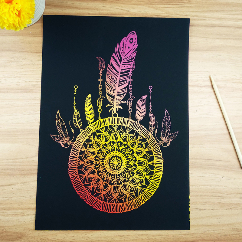 diy卡通彩色刮画本 儿童刮纸 刮刮画 刮刮卡送竹签