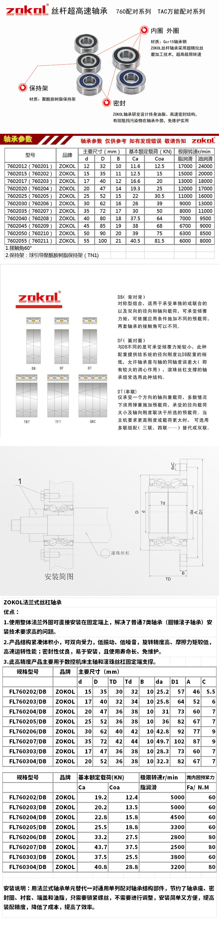 丝杠轴承_丝杠轴承760202 760203 760204 760205 760206 fl p4 db tbt
