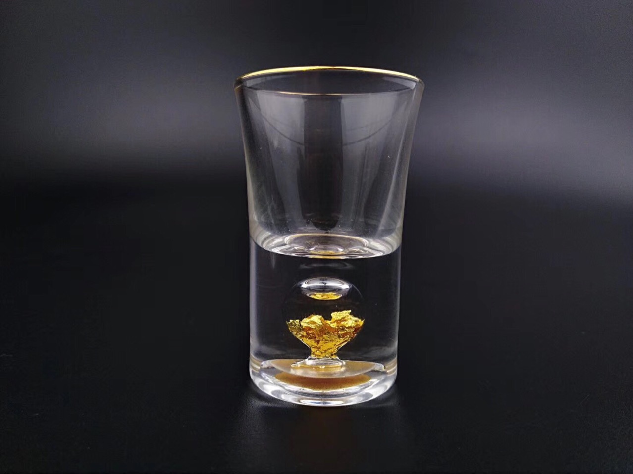 家用水晶玻璃白酒杯分酒器 礼盒套装 24k金箔烈酒杯一口杯