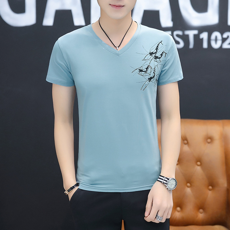 淘宝天猫爆款男士短袖t恤印花圆领短袖男t恤韩版体恤男装一件代发