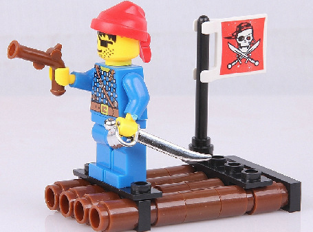 一件代发 启蒙拼插装积木 益智玩具 海盗系列启蒙1201 小木筏船