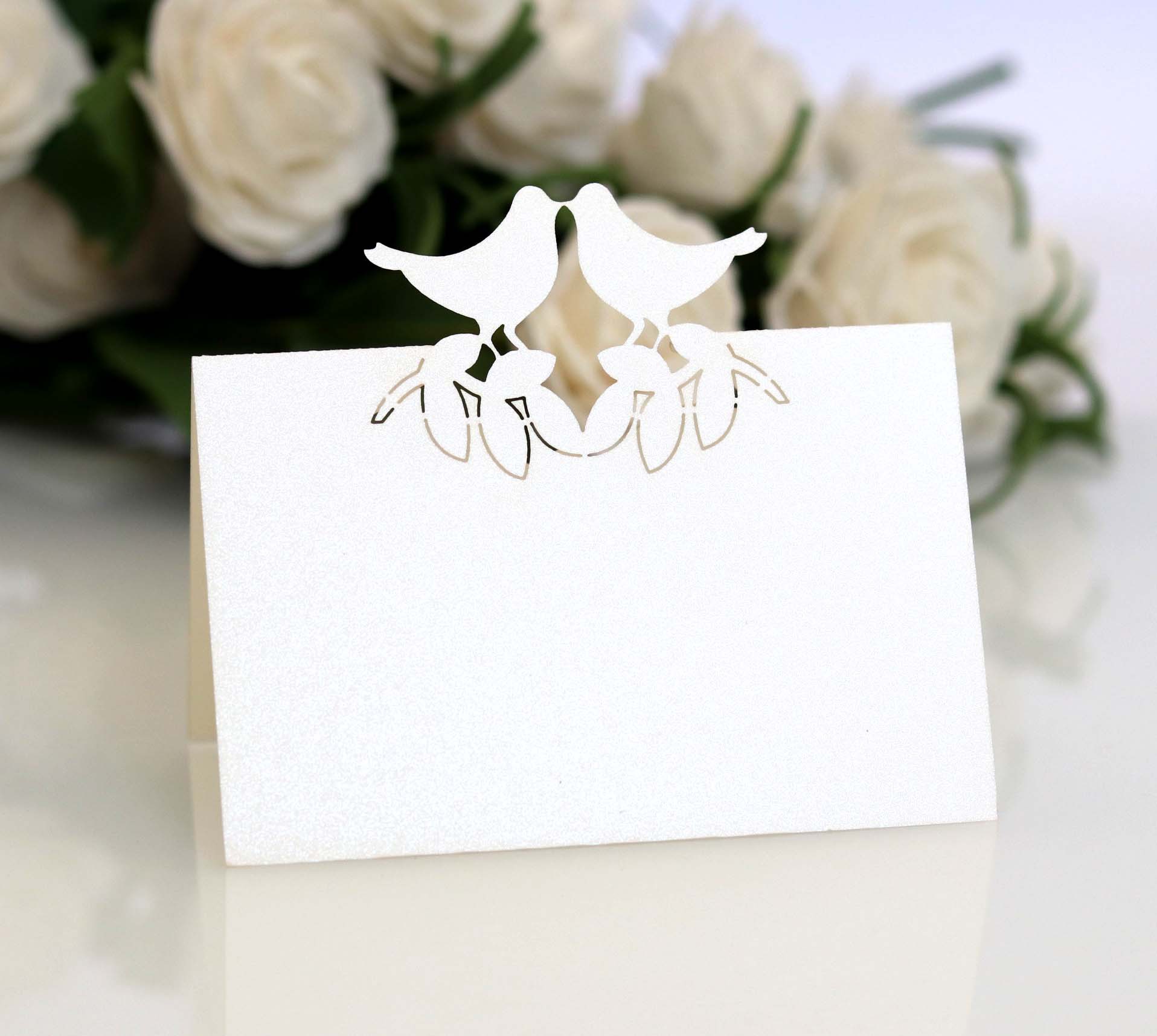 小鸟婚礼会议酒席位卡批发 激光镂空纸桌卡 姓名座次卡座位卡直销