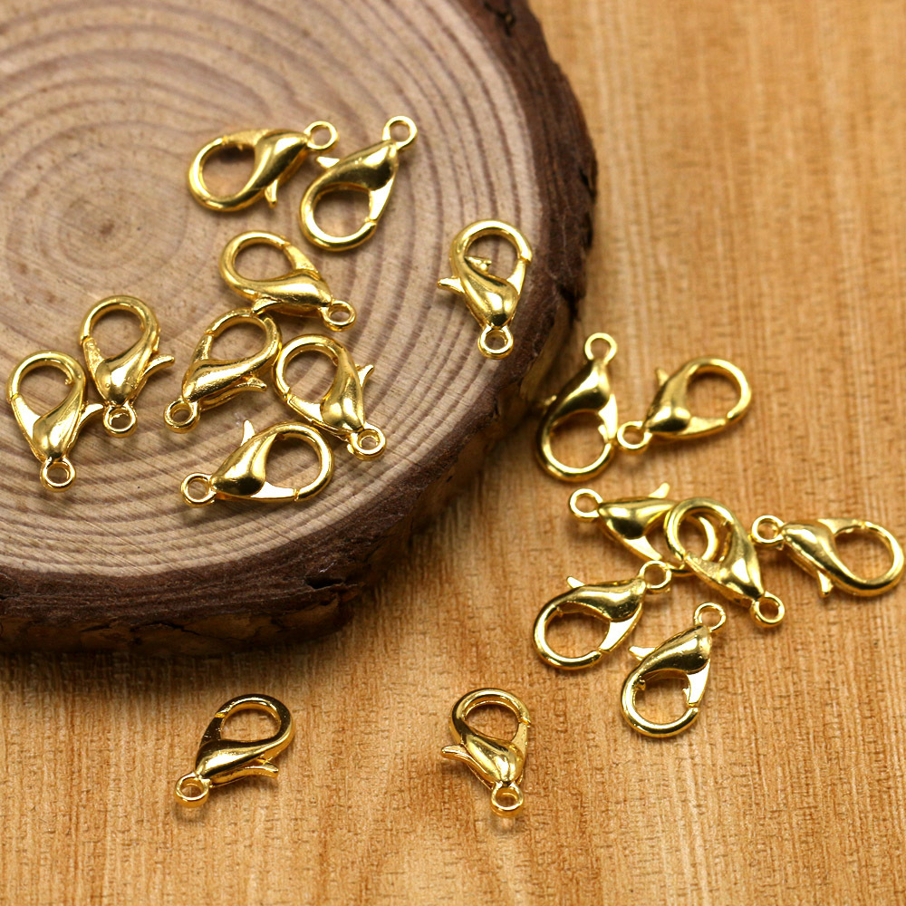 50个优质合金龙虾扣10-21mm饰品链条扣金银铜色龙虾扣diy配件批发