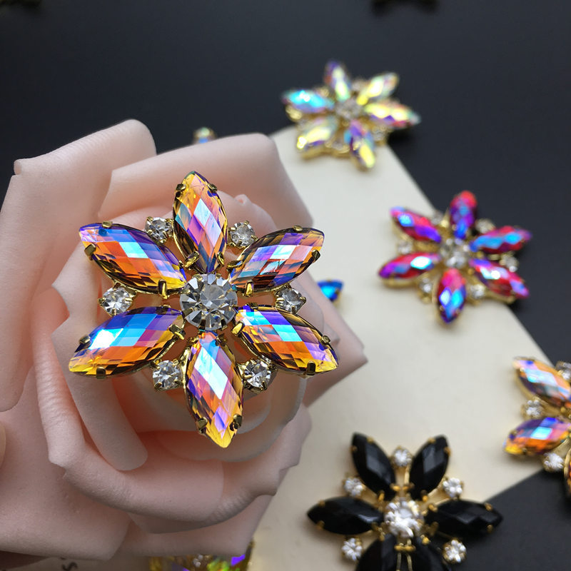 38cm水钻合金配件花型钻饰可粘可手缝服饰装配diy手缝钻婚纱钻饰