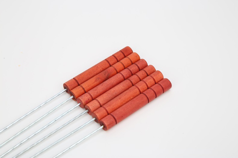 厂家直销bbq木柄麻花烧烤针方便烤钎聚会烧烤针烧烤钎烧烤工具