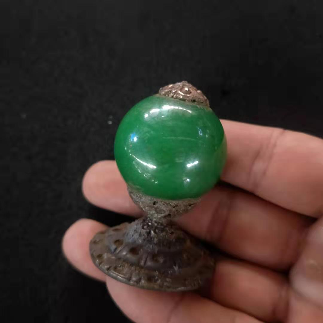 古玩工艺品杂项仿古做旧(官帽干青翡翠顶珠)厂家批发