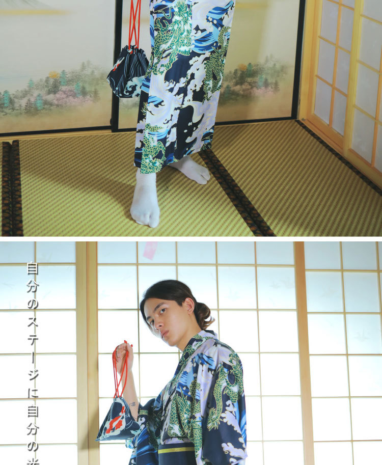 日本和服男传统武士绅士服腾云龙日式和服四季通用款