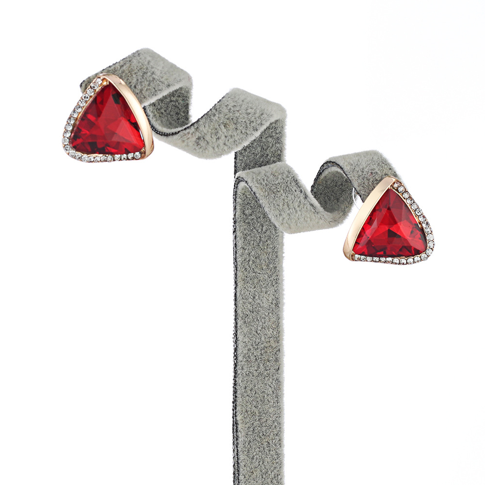 chinten 欧美跨境几何三角形玻璃宝石耳饰品水钻镶嵌女士耳环