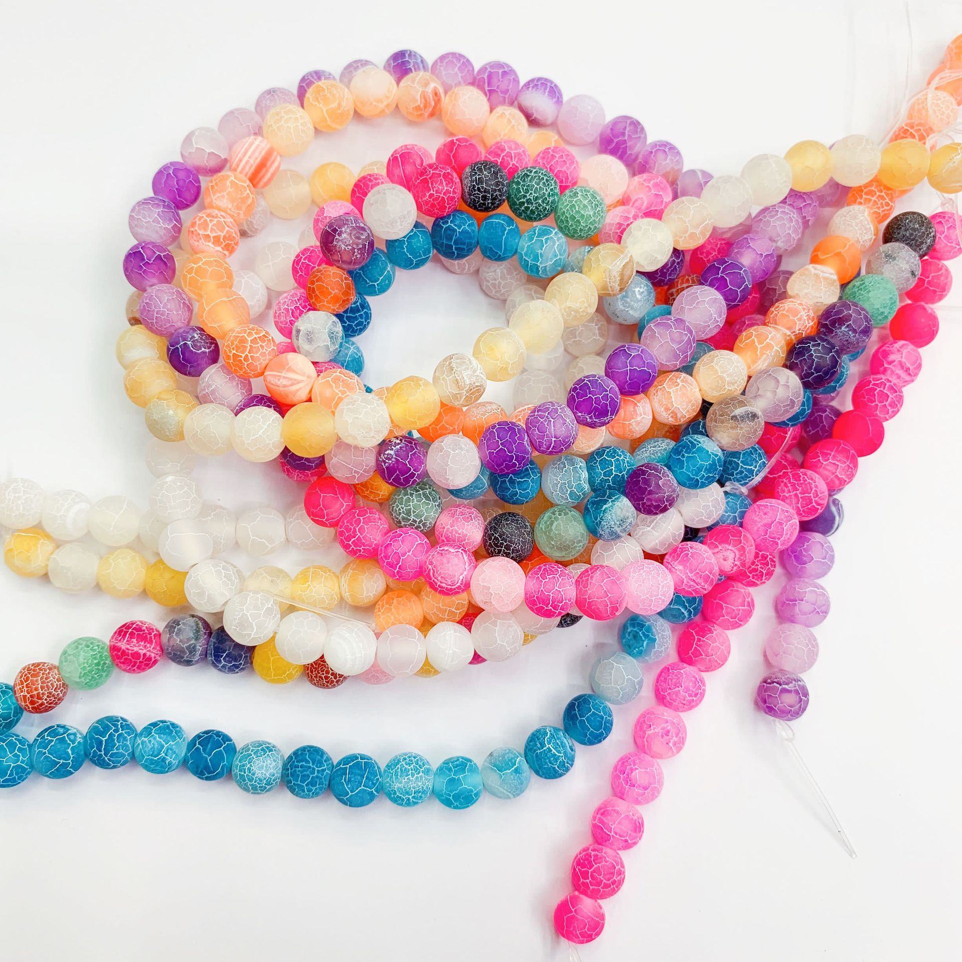 天然彩色风化玛瑙散珠玛瑙珠串饰品配件 diy手工珠串项链材料批发