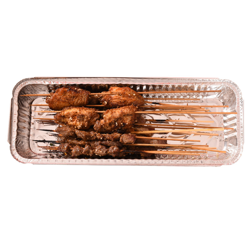 一次性烧烤打包盒加厚锡纸盒外卖长方形烤串盒铝箔盘350/3513签盒