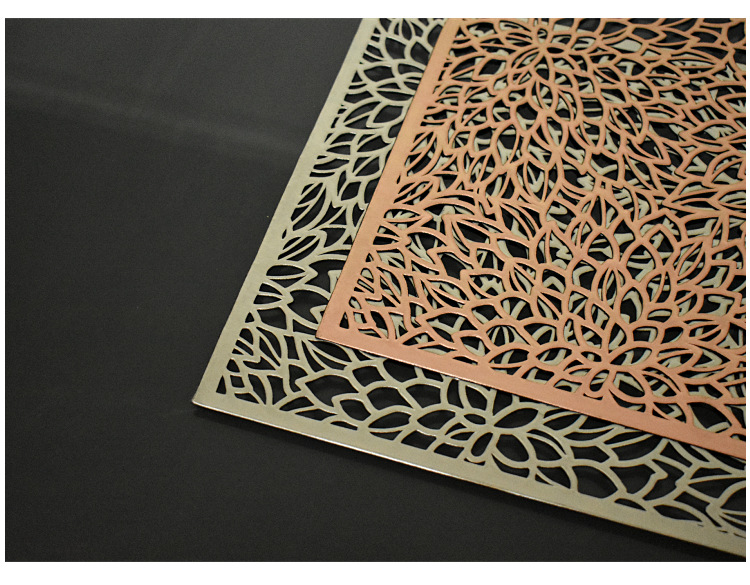 欧式简约pvc镂空餐垫烫金隔热垫咖啡厅餐垫防水垫长方形镂空餐垫