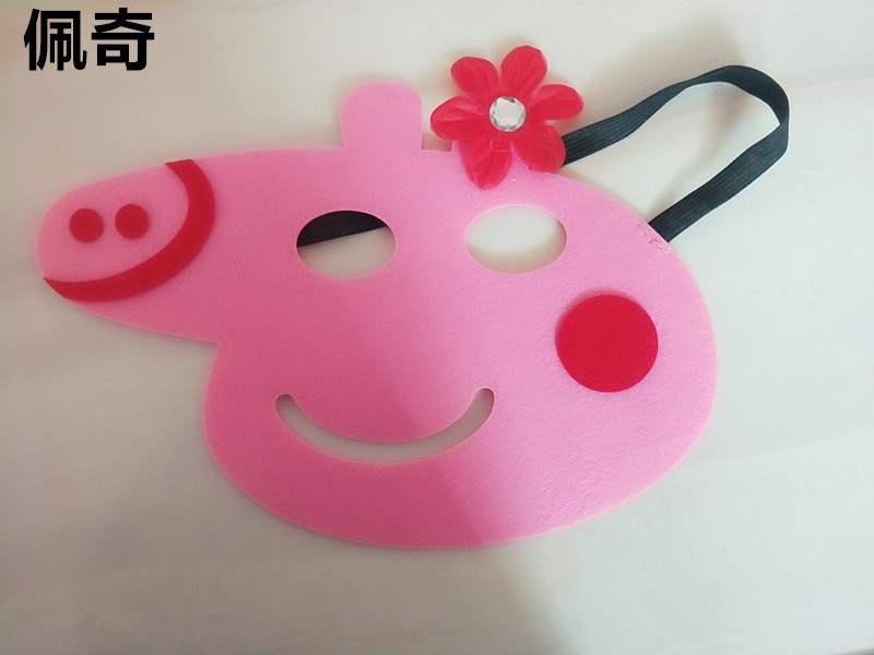 小猪一家猪爸爸妈妈毛毡布面具卡通头饰幼儿园小猪表演道具