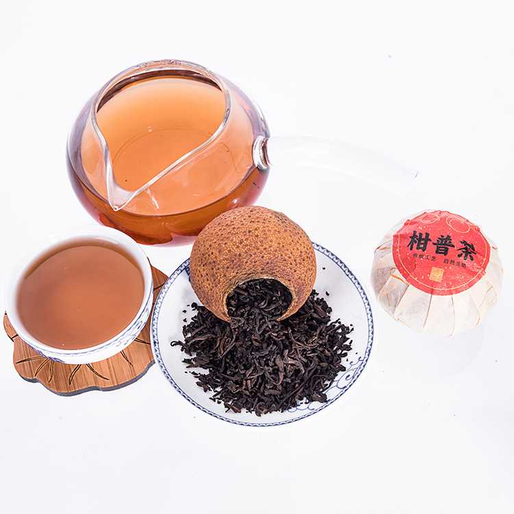 陈香大红柑普洱茶新会原产地柑普茶生晒普洱熟茶陈皮茶