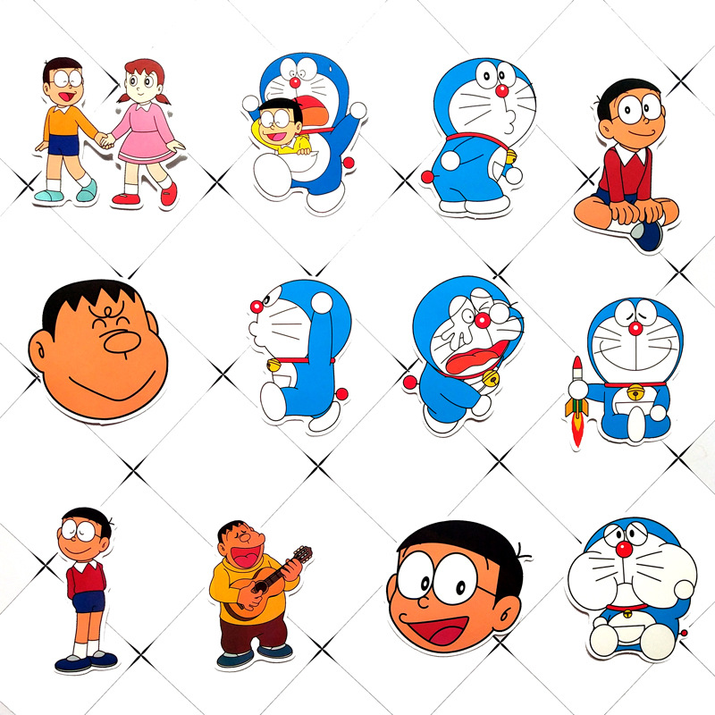 60张机器猫哆啦a梦贴纸 外贸可爱卡通拉杆箱滑板涂鸦贴纸可移防水