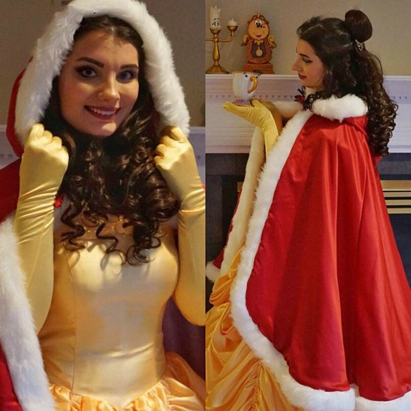 红色保暖万圣节圣诞节短披风天鹅同披肩短外套女士防寒披肩斗篷