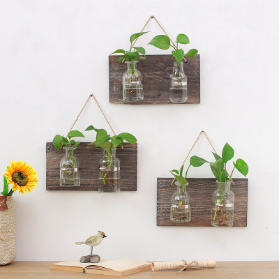 花瓶家居墙墙面培田园壁挂饰创意上水中号玻璃挂瓶墙饰墙壁装饰品
