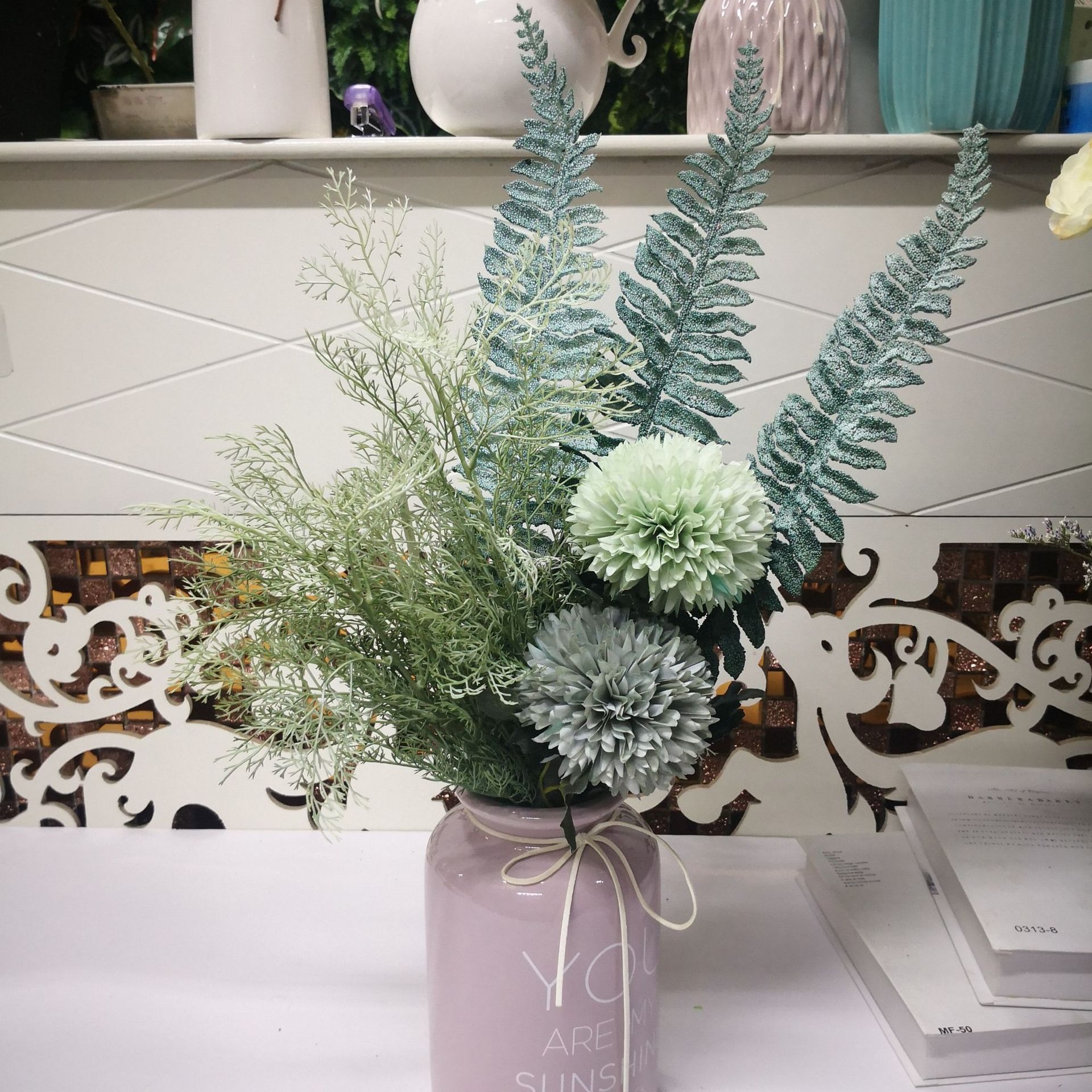 散尾葵仿真花葵叶泡沫彩色单片龙尾叶插花配饰北欧风配材厂家直销