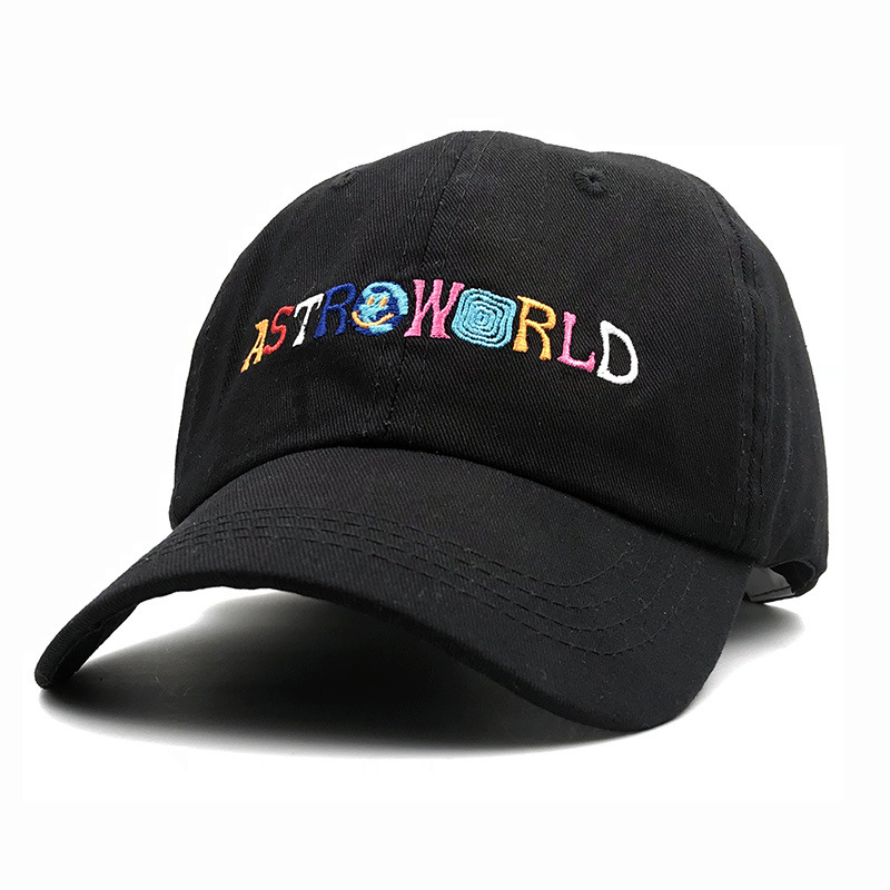 新款travisscottsastroworldhat字母刺绣嘻哈棒球帽男女弯檐帽