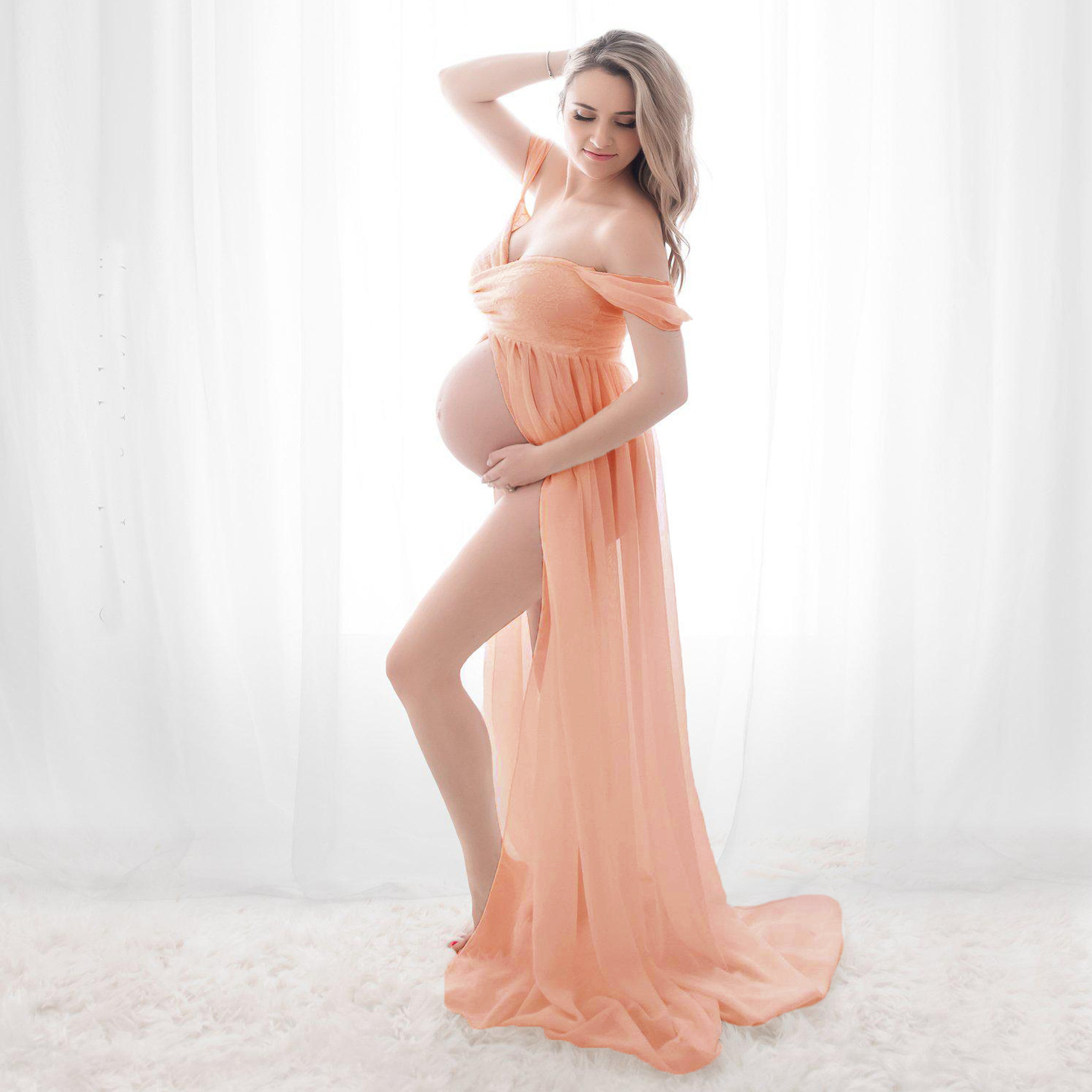 AliExpress EBay Maternity Photo Dress Foreign Trade Pregnant Women before Taking Photos Maxi Dress 1872