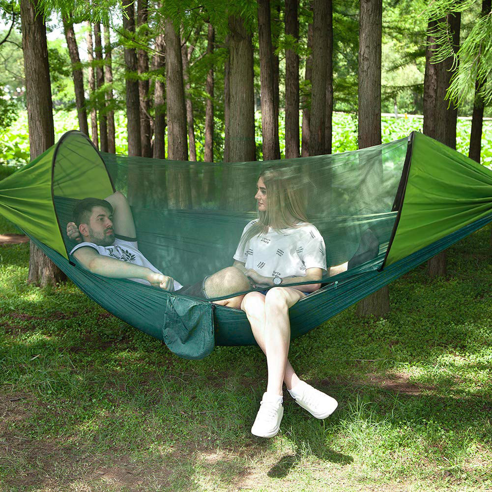 factory wholesale double hammock outdoor anti-mosquito sunshade quick-opening shaker ground anti-flip single camping swing