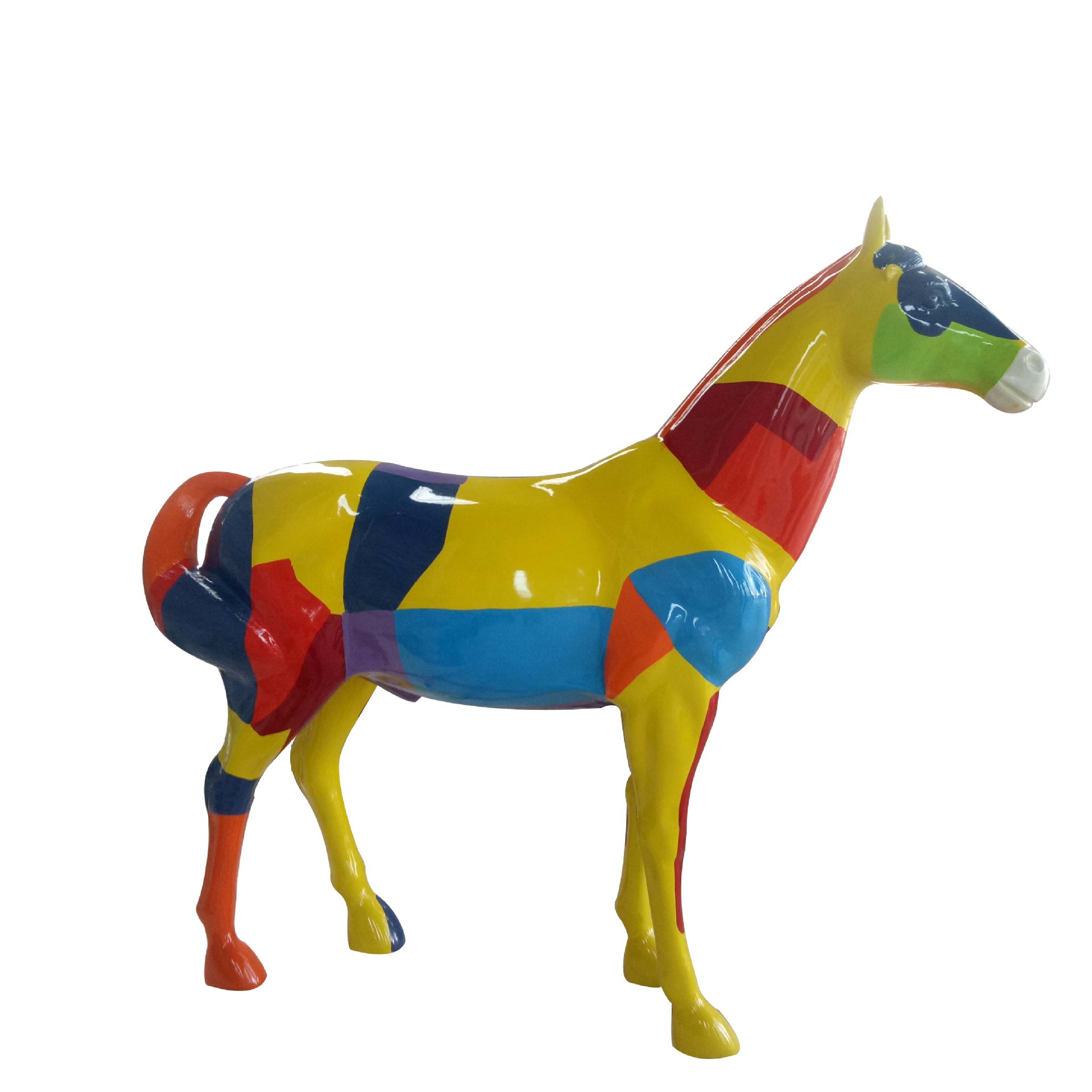 玻璃钢雕塑彩绘马动仿真园林庭院商场美陈装饰摆件