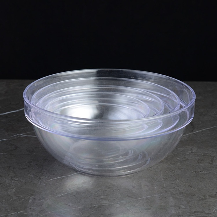 创意亚克力圆形沙拉碗加厚 透明酒店家用蔬菜莲花碗餐具茶水塑料